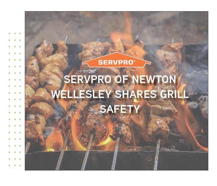 Grill in background with white overlay box and text