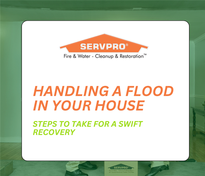 Green box with text and orange SERVPRO® logo 